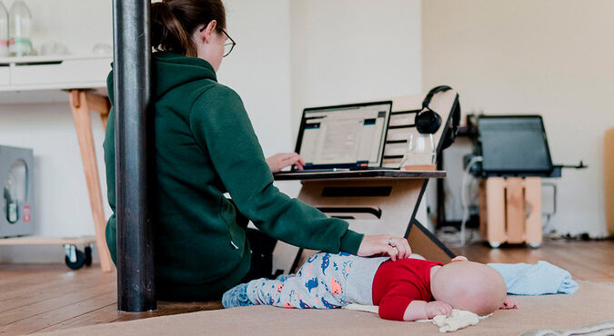 Home office con un bebé