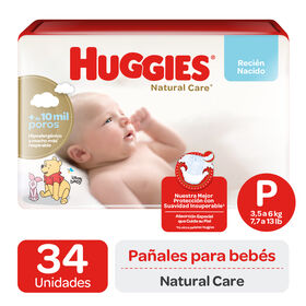 Pañales Huggies Natural Care Unisex (1x34 un) Talla P