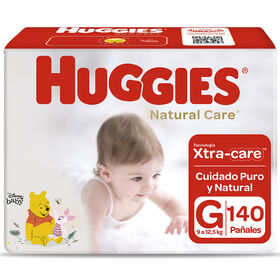 Pañales Huggies Natural Care Xtra Care Pack 140 Un (2 paq. x 70 un). Talla G