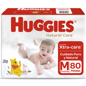 Pañales Huggies Natural Care Xtra Care Pack 80 Un (1 paq. x 80 un). Talla M