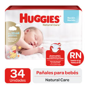 Pañales Huggies Natural Care  - 34 un - Talla RN