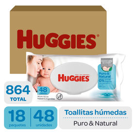 Toallitas Húmedas Huggies Puro&Natural RN caja 18 paq - 48 un